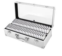 Coin Capsules Storage Box, Coin Collection Display Case, Portable Aluminum Organizer with Code Lock for 50pcs Coins, Collector Supplies