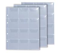 Coin Collecting Sheets - Variable Pockets Pages - Coin Collection Holders Sets (12 Pockets up to Ø58mm, 5 Sheets)