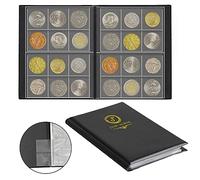Coin Collection Album 120 Pockets - 4.2x4.0cm/1.6"x1.5" PVC&PET Coin Collection Storage Book with 10 Plug-in Pocket Sheets CS5012BK