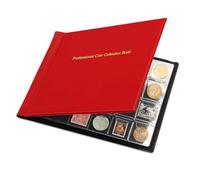 240 Pockets Coins Collection Album, Red Coin Collectors Book Display Storage Case, Collecting Sleeves Organizer Box for Coin Collections, Money Currency, Pennies. (Red)