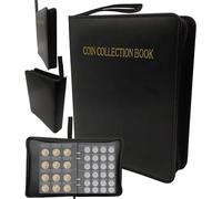 coin collection album,600 coin collection holder,coins collection book for coins storage(20 Pages 3 cm 480 compartments + 10 Pages 4 cm 120 compartments) with zip + handstrap