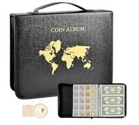Coin Collection Album - Bill Storage Folder | Coin File Sleeves With Insertable Labels | Portable Bill Book With Soft Cover | Collector Tool