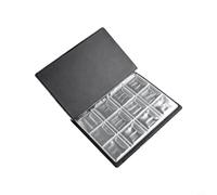 Coin Collection Album for 120 Coins - Double-Row Scrapbook with PVC Inner, Artificial Leather Cover, 15 x 11 cm Size, Fits Coins up to 28 mm Diameter, (red)