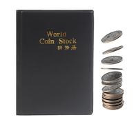 Coin Collection Book - 120 Pockets Storage Organizer for History, School with Display Function, Holder Album for Museum and Cultural Projects, PU Leather Cover, Gift Box Packaging