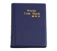 Coin Collection Book Album Convenient 120 Coins World Coin Stock Coin Collecting Book Coin Album Holders Easy to Carry and Hold (Blue)