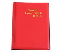 Coin Collection Book Album Convenient 120 Coins World Coin Stock Coin Collecting Book Coin Album Holders Easy to Carry and Hold (Red)