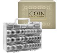 Coin Collector Case Holder with 141 pcs Capsules with Foam Gaskets & 220 Dollar Bill Sleeve - All-in-One Coin Collection Supplies Storage Box for Secure Coin and Paper Money- White Case+White Gasket