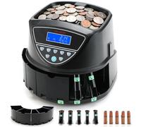 Coin Counter, USD Coin Sorter and Wrapper Machine Sort with Printing-Compatible 300 Coins/min High-Speed, Automatic Change Counter Precise Counting for Retail/Banks/Home