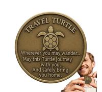 Coin for Collectors | Travel Pocket Coin Turtle | Double-Sided Engraved Blessing Poem Collectible Portable Metal Keepsake for Graduation Marine Lover Travelers Birthday Holiday