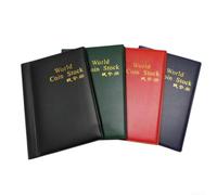 Coin Holder Book 120 Slots Coin Storage Album for Collectors - Small Leather Cover Display Folder for Pennies up to 1 Inch Diameter(red)