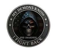 Coin My Demons Know I Fight Back, Collectible Commemorative Coin, Collectible Veterans Keepsake for Educational Demonstrations Bookshelf Historical Exhibitions Patriotic Individuals