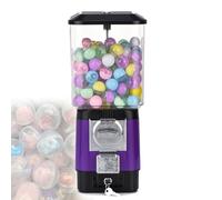 Coin Operated Bubble Gum Machine, Candy Vending Machines, Coin Operated Gumball Bank for Toy Capsules Bouncy Balls Candy Purple