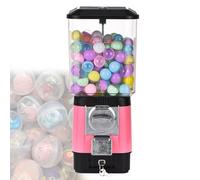 Coin Operated Bubble Gum Machine, Candy Vending Machines, Coin Operated Gumball Bank for Toy Capsules Bouncy Balls Candy Pink