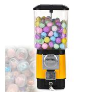 Coin Operated Bubble Gum Machine, Candy Vending Machines, Coin Operated Gumball Bank for Toy Capsules Bouncy Balls Candy Yellow