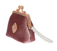 Coin Pouch Red Vintage Style, Portable Small Wallet for Women | Velvet Finish, Lightweight Carry, for Work and Shopping, Girls and Ladies