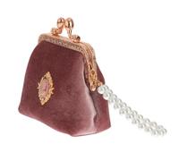 Coin Pouch Velvet Red Vintage Style, Portable for Women | Lovely Small Change Bag, Lightweight Daily Use, Shopping Carry, and Women Accessory