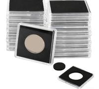 Coin Presentation Boxes 30-Pack With Snap Seal Mechanism Adjustable Black Foam Inserts For Commemorative Storage for crystal Clear Acrylic 5 Size Ranges 16-40mm Black