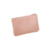 Coin Purse 2 Pcs PU Leather Unisex Lychee Pattern Zipper Coin Purse Ultra-Thin Short Card Key Storage Bag Mini Кошелек Детский(Pink)