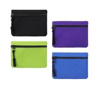 Coin Purse - 4 Pieces Mini Canvas Purse, Card Holder with Zipper Design | Zippered Change Pouch for Kids Adults School Commuting Travel Trips Shopping Currency Card Keys