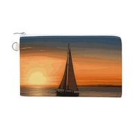 Coin Purse Canvas Wallet Wallet for Men Sunset Beach Sailboat Printed Wallet Women for Travel And Vacation, style, One Size, Coin Purse