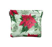Coin Purse Clip Wallet, Red Poinsettia Flowers Green Leaves Mini Purse Small Change Bag, Change Purses for Women and Men, Red Poinsettia Flowers Green Leaves, One Size, Red Poinsettia Flowers Green