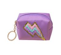 Coin Purse, Coin Purse for Women, Unique Embroidery Design Cute Keychain with Coin Bag, Cute Coin Purse, Key Jewelry, Pill Storage for Women, Female, Purple Lightning X, Consulte la descripción, See