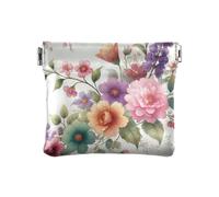Coin Purse Colorful Flowers Blooming Leather Coin Purse Square Pouch Casual Change Pouch for Daily Use Size 4.3" X 3.7", colorful flowers Blooming, One Size, Colorful Flowers Blooming
