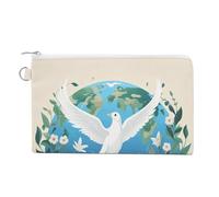 Coin Purse Cute Keychain Change Purse Travel Portable Peace on Earth Wallet with Zipper for Women Girls
