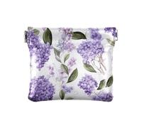 Coin Purse Cute Otters Fish White Soft PU Leather Mini Wallet Change Bag Small Coin Purse for Credit Card, Keys, Lipstick Size 4.3" X 3.7", Floral Lilacs Purple, One Size, Floral Lilacs Purple