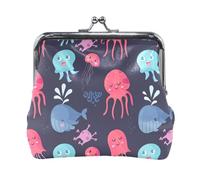 Coin Purse, Daisies Green Plaid Clasp Pouch Wallet Key Bags Portable Pouch Change Wallet Organizers, Cute Sea Creatures, One Size, Cute Sea Creatures