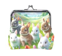 Coin Purse, Easter Rabbit Ride Blue Kiss Lock Coin Change Wallet Purses Change Purse Coin Bag For Women Girls, Cute Easter Rabbits Gathering, one size, Cute Easter Rabbits Gathering