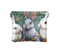 Coin Purse Easter Rabbits Gathering Snap Closure Organizer Pouch Change Holder for Women and Men Size 4.3" X 3.7", Spring Rabbit Trio Green, One Size, Spring Rabbit Trio Green