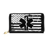 Coin Purse EMS Star of Life EMT Paramedic Medic American Flag Ladies Wallet Pouch Microfiber Coin Bag Soft Leather Wallet for Women, Kids, Unisex