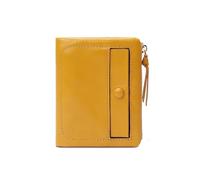 Coin Purse Leather Short Wallet First-Layer Waxed Cowhide Retro Wallets Multi-Card Slot Vertical ID Card Holder Coin Purse(Yellow)