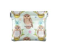 Coin Purse Mandala Floral Soft PU Leather Mini Wallet Change Purses For Men Women Size 4.3" X 3.7", Owls Wildflowers, One Size, Owls Wildflowers