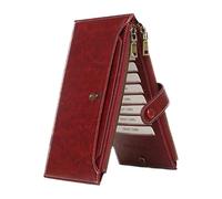 Coin Purse | Portable PU Leather Coin Holder | Wallet for Women | Credit Cards Folded Banknotes ID Keys Earphone Lipstick Business Travel, red wine, Fare riferimento alla descrizione, Please refer to