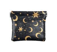 Coin Purse Pouch Man, Leopards Snakes Leaves Mini Purse Small Change Bag, Recycled Material Coin Purse for Women, Moons Gold Stars, One Size, Moons Gold Stars