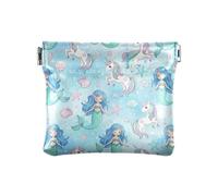 Coin Purse Pouch Man, Leopards Snakes Leaves Mini Purse Small Change Bag, Recycled Material Coin Purse for Women, Mermaids Blue Unicorns Pastel, One Size, Mermaids Blue Unicorns Pastel