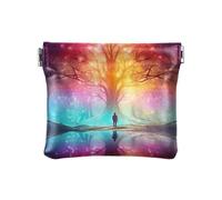 Coin Purse Pouch Mini Change Pouches Coin Holder, Mystery Tree in Forest, Pattern