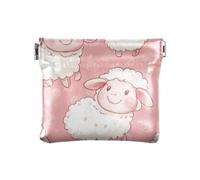 Coin Purse Pouch, Women's Mini Leather Coin Purse with White Sheep Design