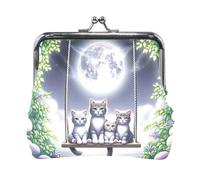 Coin Purse, Raccoon Playing Guitar PU Leather Change Holder Change Purse for Coins, 4.5" X 4.1", cute cats flowers, One Size, Cute Cats Flowers