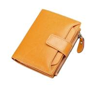 Coin Purse Short Women Wallets Leather Zipper Coin Pocket Purse Name Engraved Card Holder(Yellow)