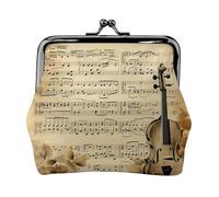 Coin Purse,Small Pu Leather Change Purse, Music Notes On Old Paper Printed Kiss-Lock Coin Purse Wallet With Clasp, Black, One Size, Coin Purse