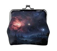 Coin Purse,Small Pu Leather Change Purse, Night Stars Printed Kiss-Lock Coin Purse Wallet With Clasp, Black, One Size, Coin Purse