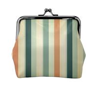 Coin Purse,Small Pu Leather Change Purse, Retro Striped Printed Kiss-Lock Coin Purse Wallet With Clasp, Black, One Size, Coin Purse