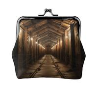 Coin Purse,Small Pu Leather Change Purse, Salt Mine Printed Kiss-Lock Coin Purse Wallet With Clasp, Black, One Size, Coin Purse