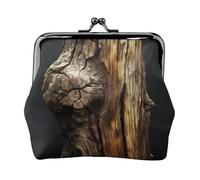 Coin Purse,Small Pu Leather Change Purse, Tree Trunk Printed Kiss-Lock Coin Purse Wallet With Clasp, Black, One Size, Coin Purse