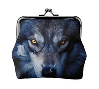 Coin Purse,Small Pu Leather Change Purse, Wolf Eyes Printed Kiss-Lock Coin Purse Wallet With Clasp, Black, One Size, Coin Purse