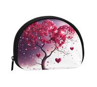 Coin Purse Squeeze Small Wallet Zippe Romantic Hearts Leaves Tree Printed Coin Purse, Black, One Size, Printed