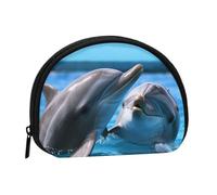 Coin Purse Squeeze Small Wallet Zippe Two Dolphins In The Water Printed Coin Purse, Black, One Size, Printed